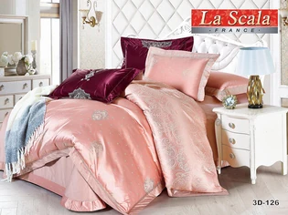 Купить розовое постельное белье жаккард в интернет магазине LaScala.ua 3D-126