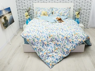 Белій с синим рисунком сатин постельное белье от производителя в магазине LaScala.ua Y230-013
