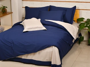 Купить постельное белье синее сатин однотонный купить в магазине LaScala.ua DS-14