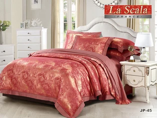 Купить в  интернет магазине красное постельное белье жаккард LaScala.ua JP-45