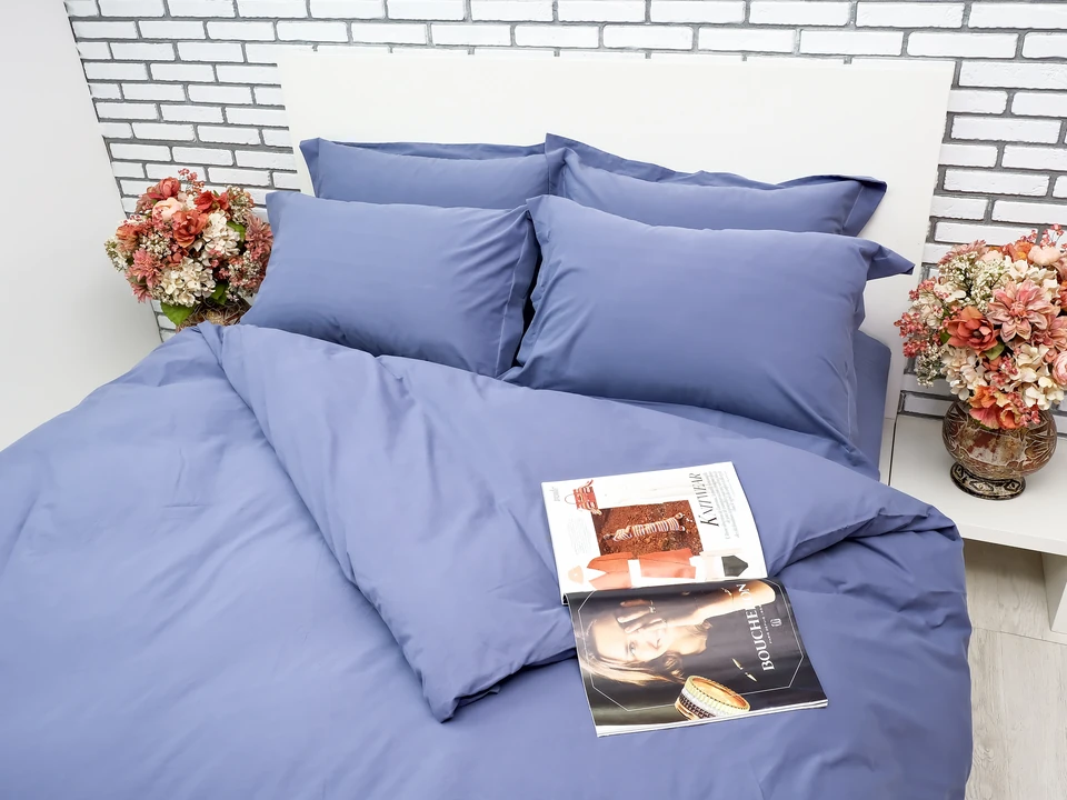 Синий постельное белье вареный хлопок в магазине LaScala.ua WC-004