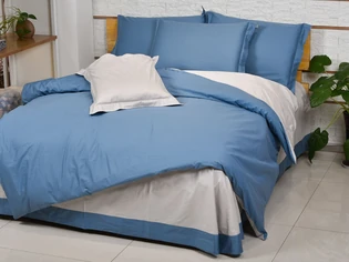 Распродажа постельного белья голубой однотонный сатин купить в интернет магазине LaScala.ua DS-11