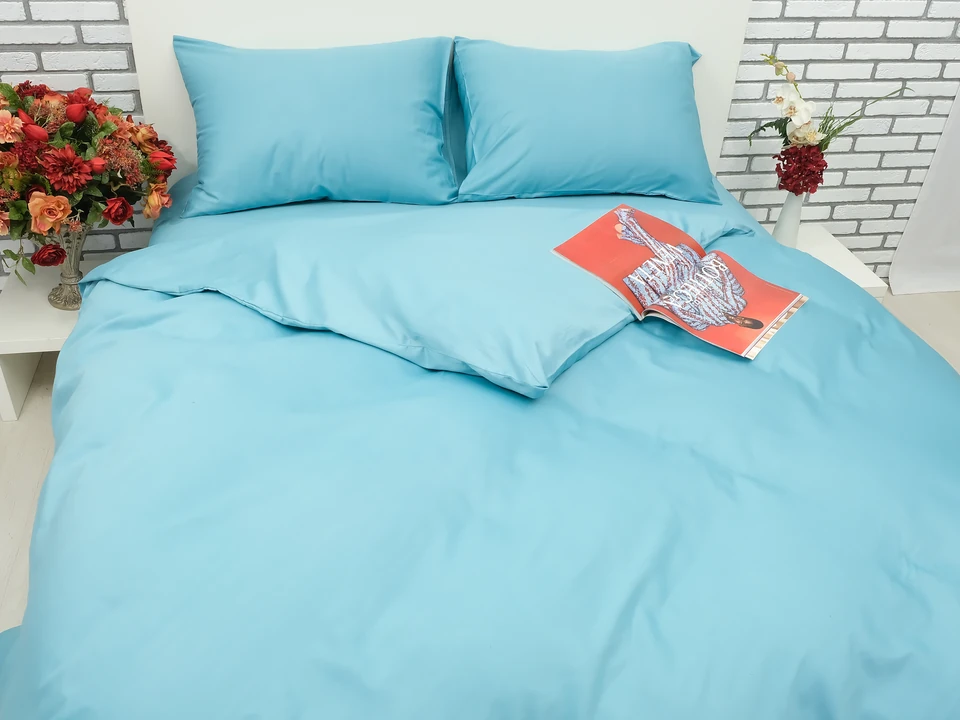 Голубое  постельное белье шелковый сатин в магазине LaScala.ua SP-05