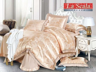 Купить в  интернет магазине дешево бежевое постельное белье жаккард от производителя LaScala.ua JP-33